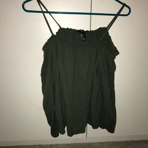 Green long sleeve off-the-shoulder top